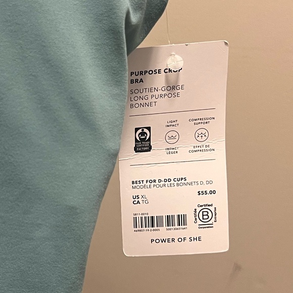 Athleta Purpose Crop Sports Bra D-DD, XL, New with Tag - Picture 5 of 7